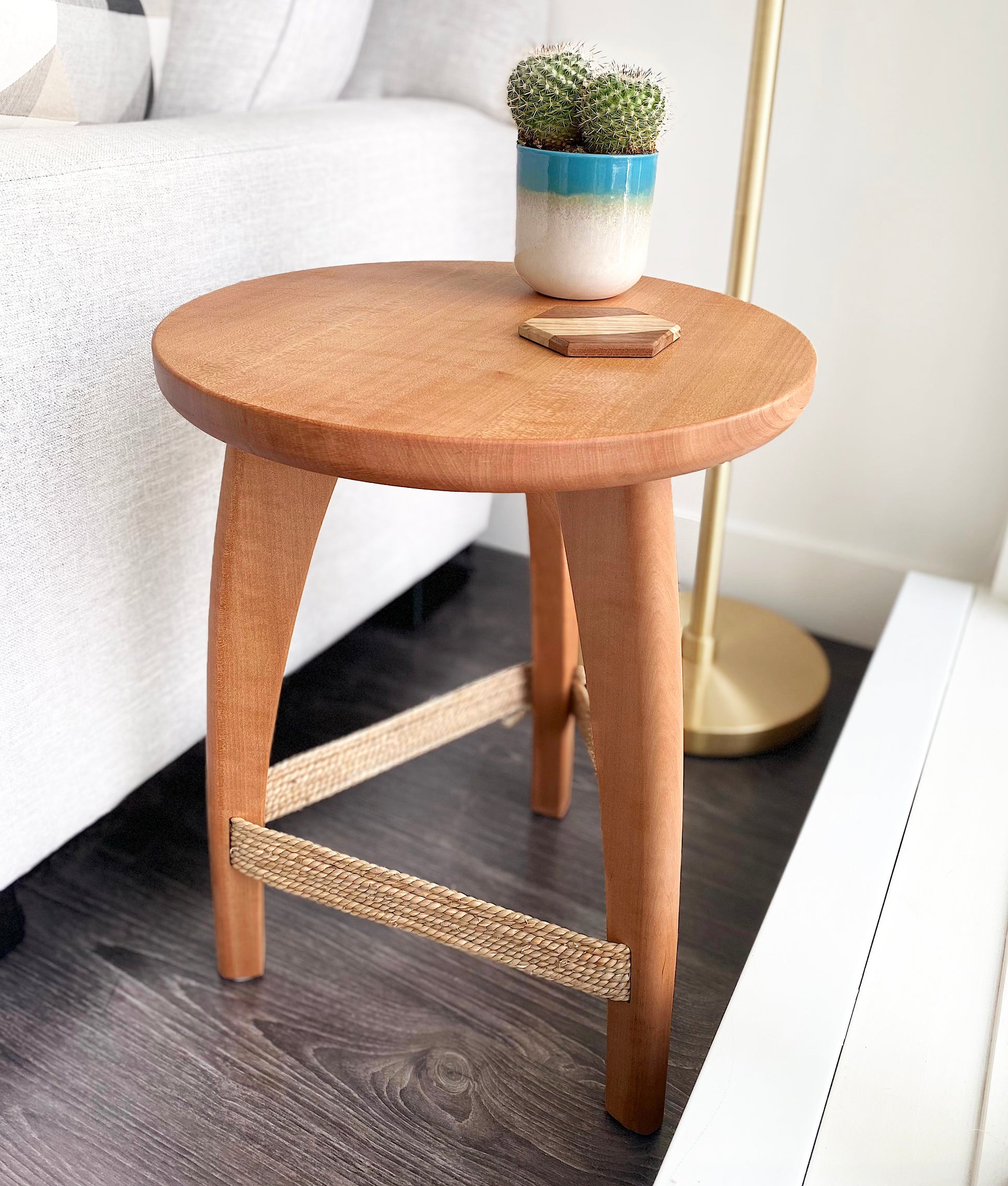 West Coast End Table & Stool - thestableswoodshop